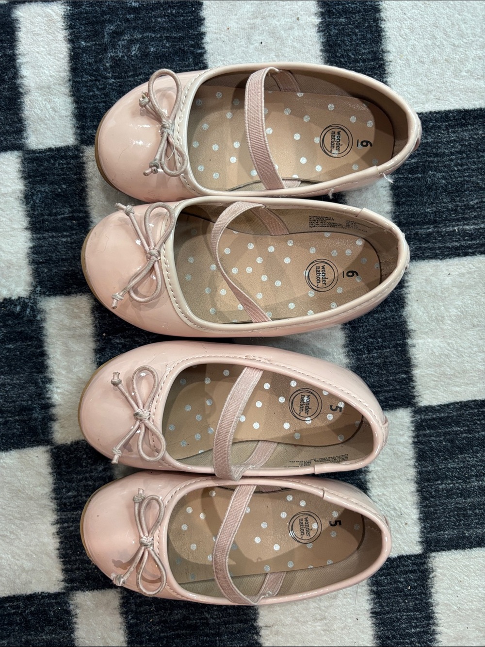 wonder nation Pink Patent Mary Jane Ballet Flats with Bows